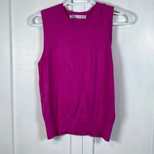 Zara | Pink Crewneck Sleeveless Top - Small